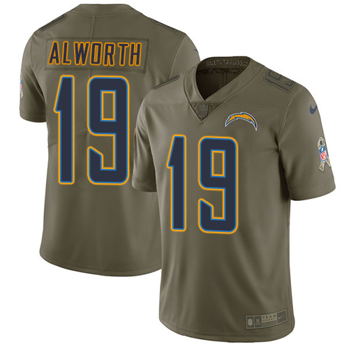 Nike Chargers #19 Lance Alworth Olive Men's Stitched NFL Limited Salute to Service Jersey - Click Image to Close